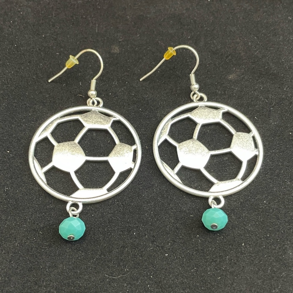 Plunder Design Soccer Dangle Earrings NWOT